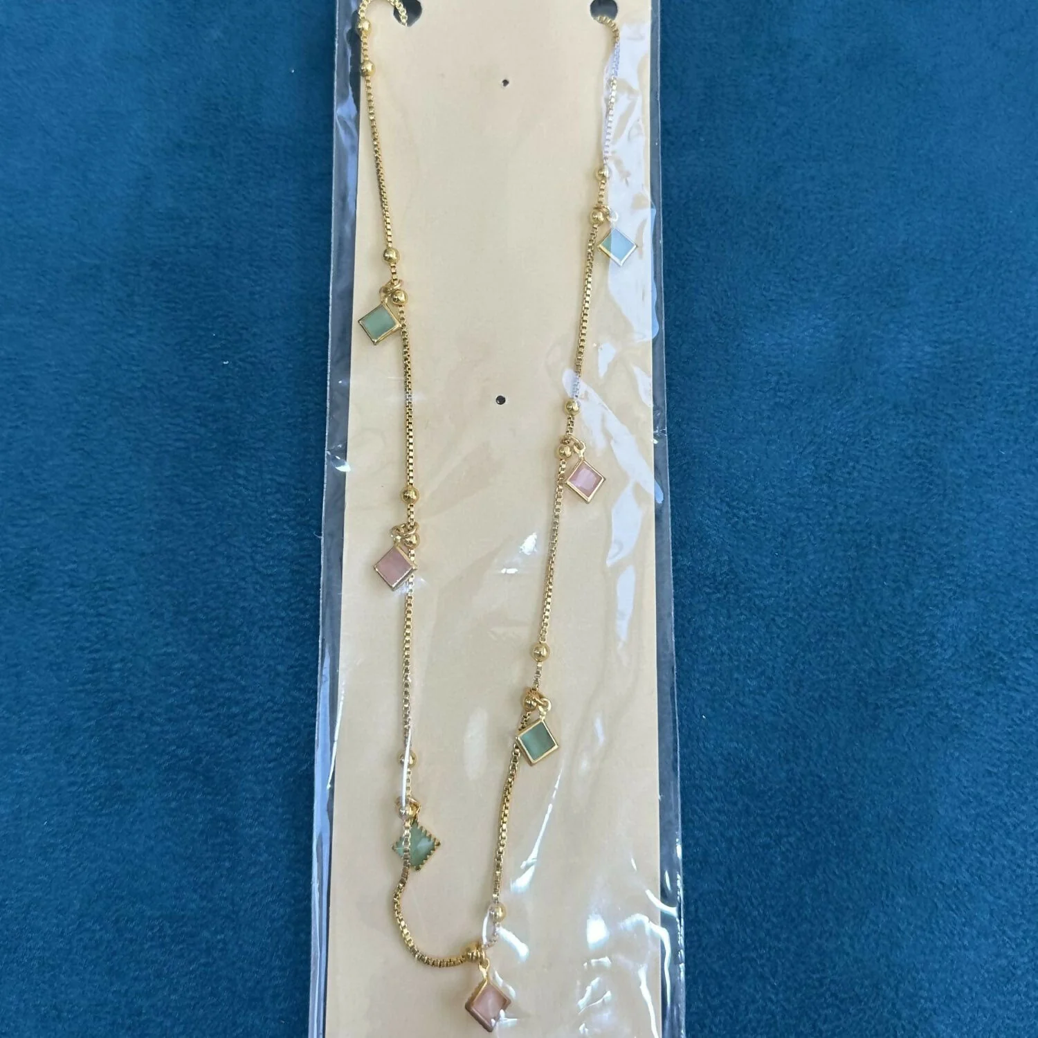 Elegant Pastel Gemstone Station Necklace - Image 6
