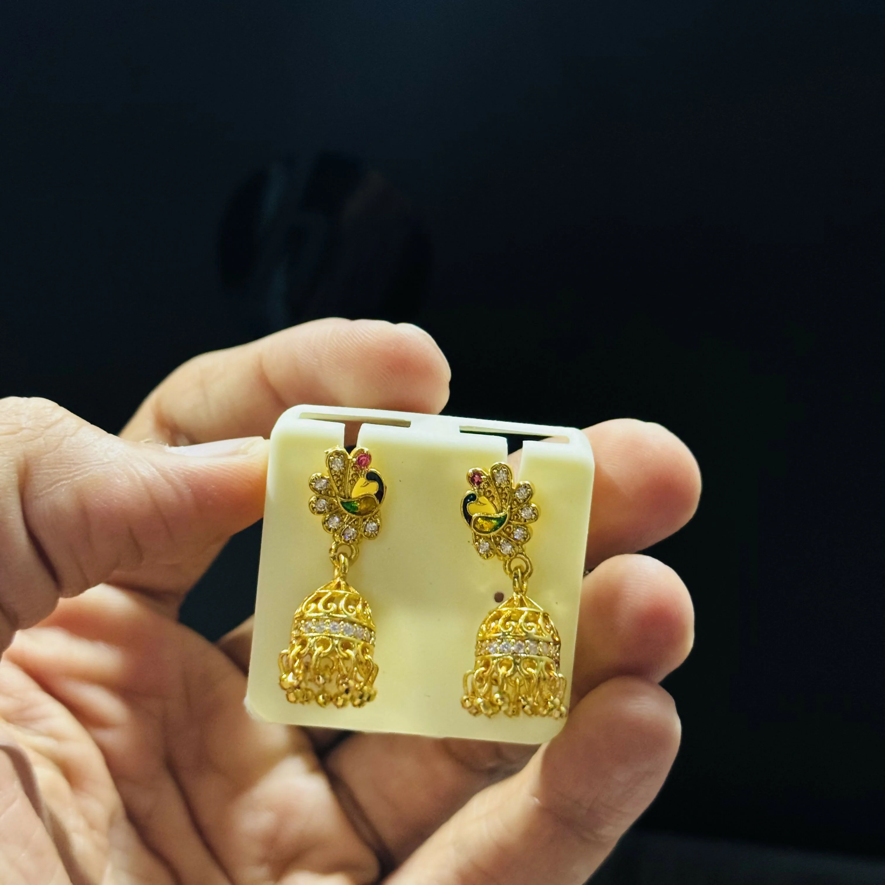 Elegant Peacock Design Gold Plated Earrings - Image 5