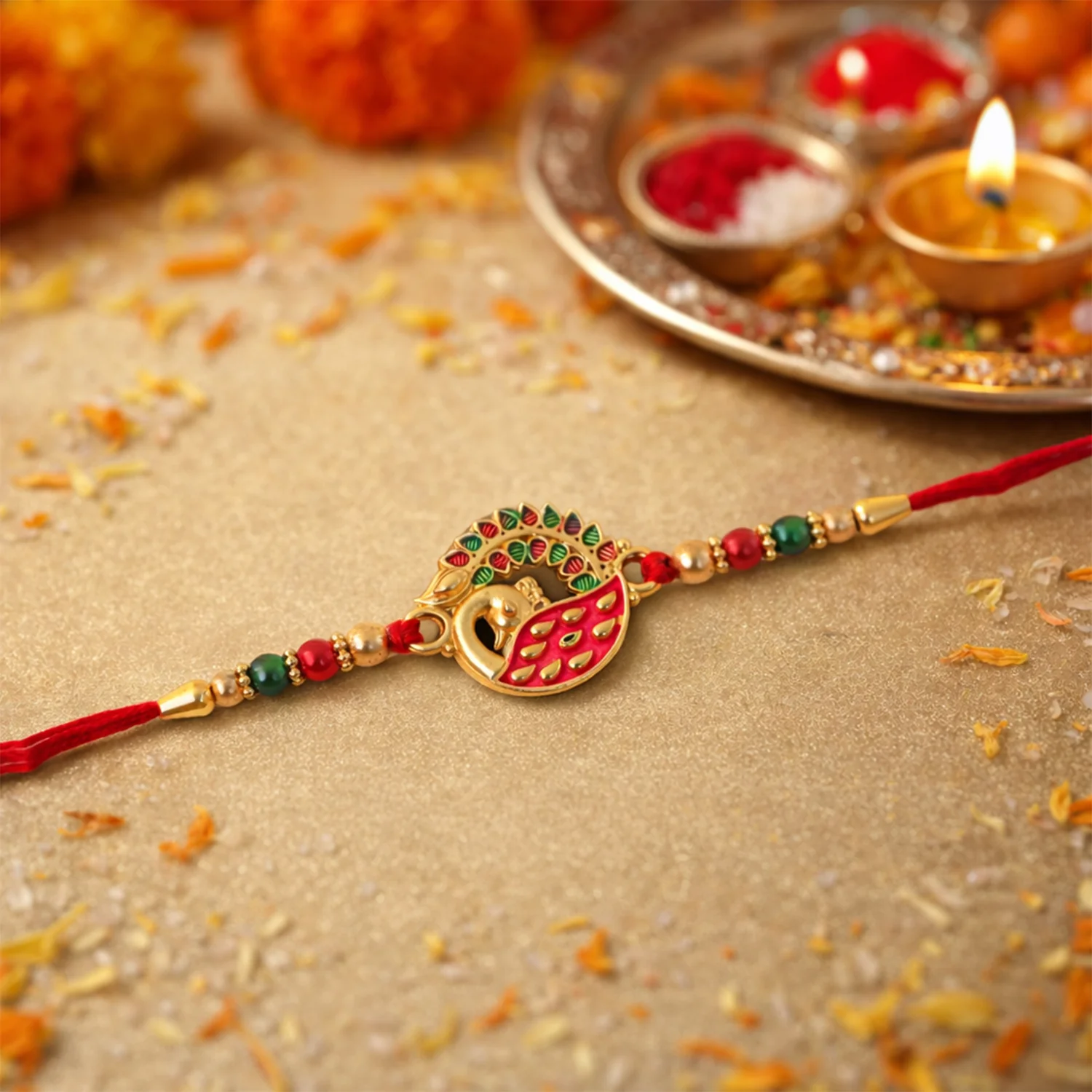 Elegant Peacock Design Rakhi (1 Pc) - Image 3