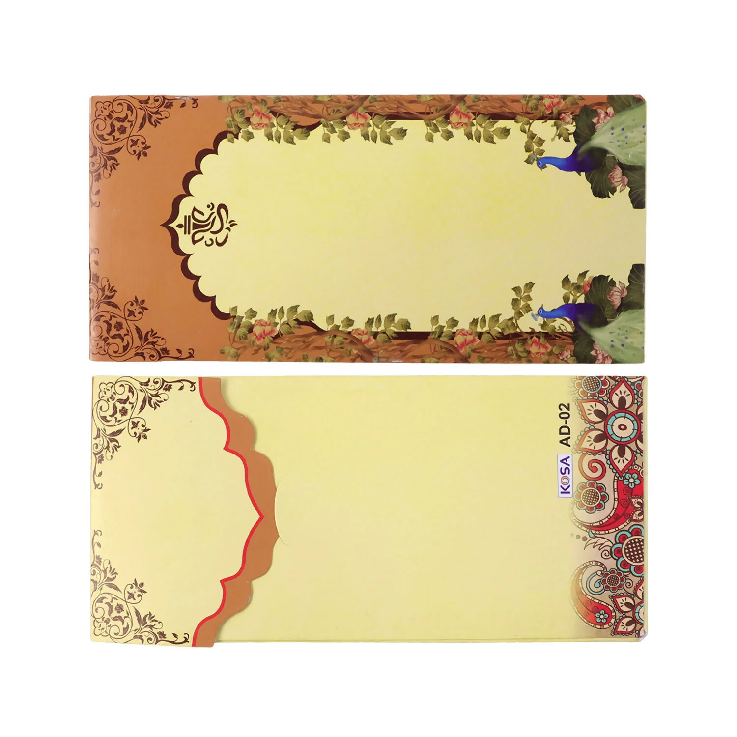 Elegant Peacock Floral Wedding Shagun Money Envelope Pack of 10 Pieces - Image 6