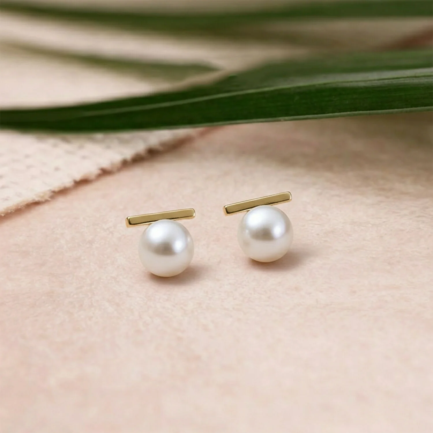 Elegant Pearl Bar Stud Earrings for Women | Minimal Gold Plated Korean Style Earrings | Daily Wear & Party Jewelry - Image 3