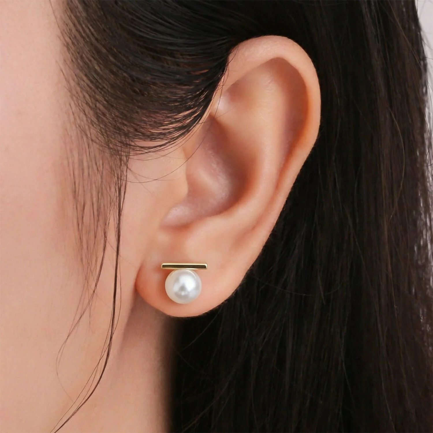 Elegant Pearl Bar Stud Earrings for Women | Minimal Gold Plated Korean Style Earrings | Daily Wear & Party Jewelry - Image 4