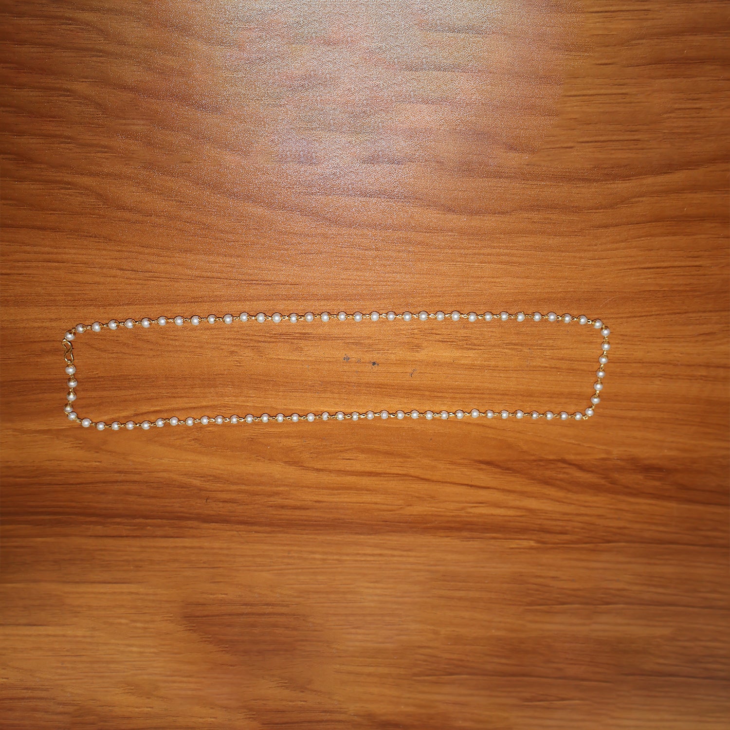 Elegant Pearl Beaded Long Necklace with Gold-Tone Link Chain (1Pc) - Image 3
