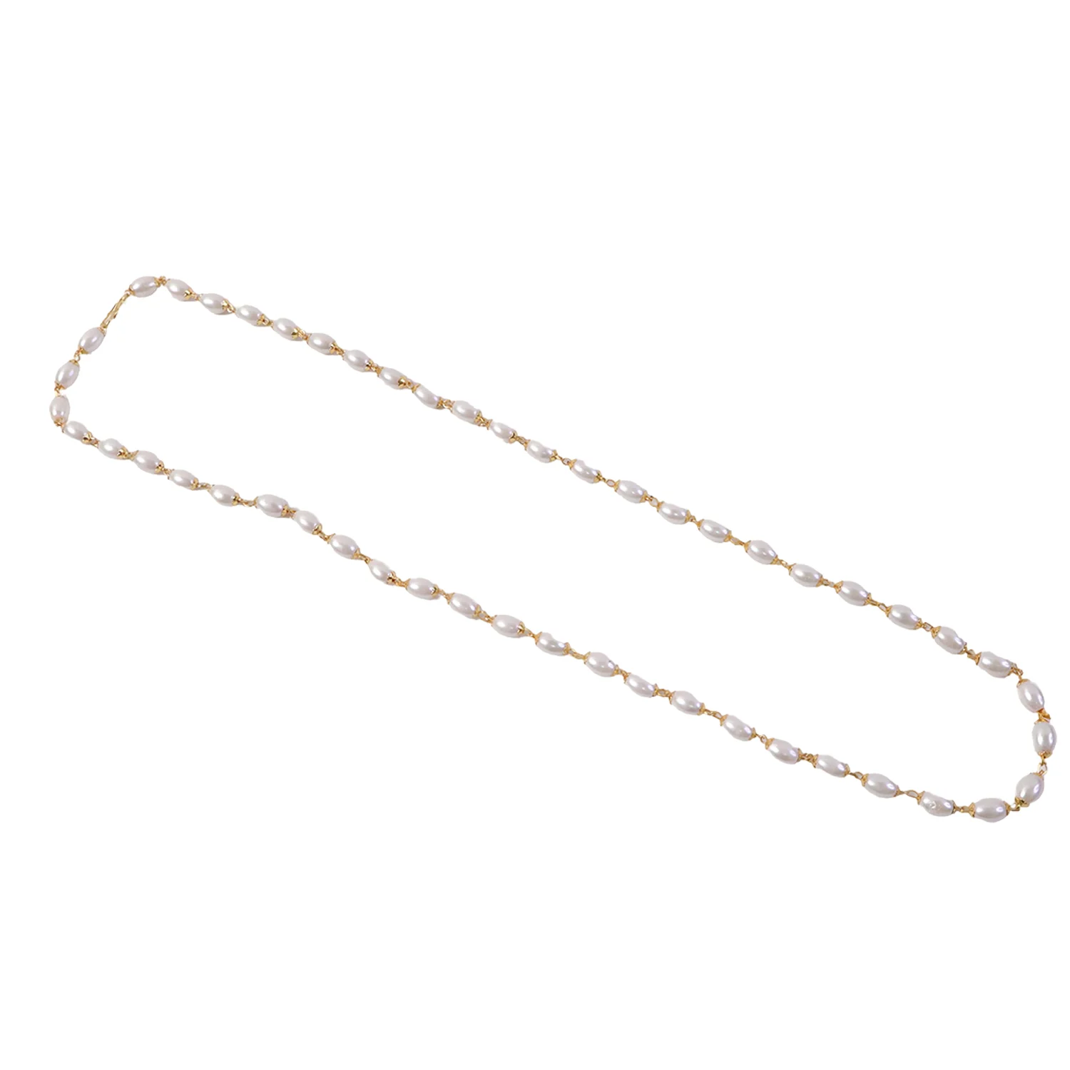 Elegant Pearl Beaded Necklace with Gold-Tone Link Detailing (1 Pc) - Image 5