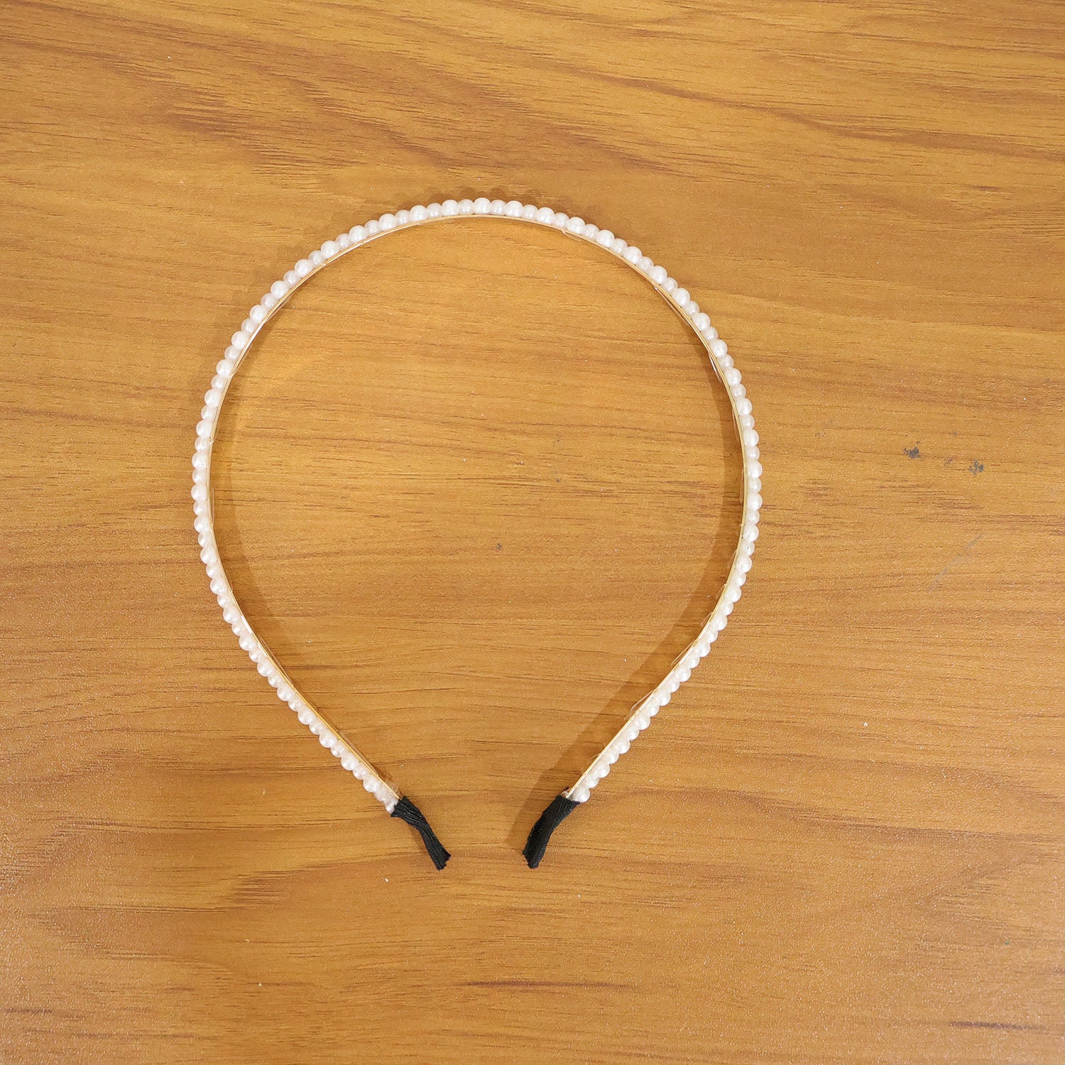 Elegant Pearl Beaded Slim Golden Metal Hair Band (1 Pc) - Image 8