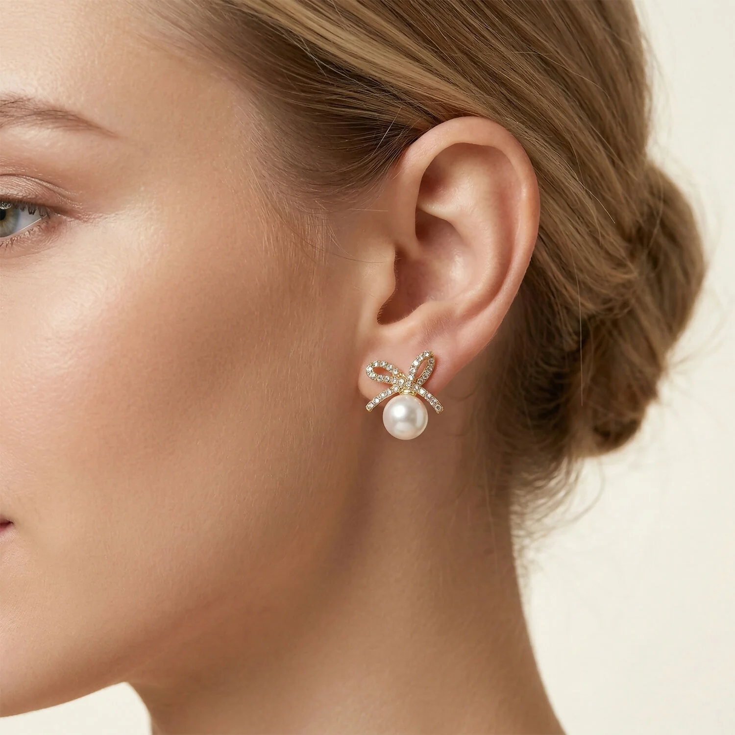 Elegant Pearl Bow Stud Earrings for Women And Girls - Image 4