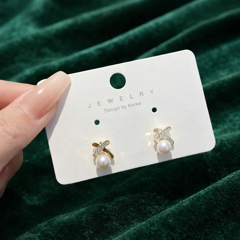 Elegant Pearl Crystal Stud Earrings for Women And Girls - Image 6