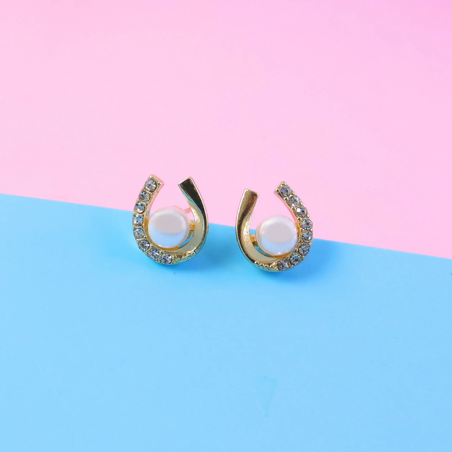 Elegant Pearl & Crystal U-Shape Stud Earrings for Women | Korean Style Fashion Jewelry - Image 2