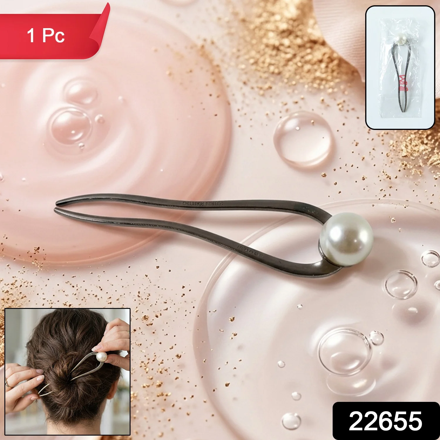 Elegant Pearl Design Hair Pin Clip (1 Pc) - Image 2