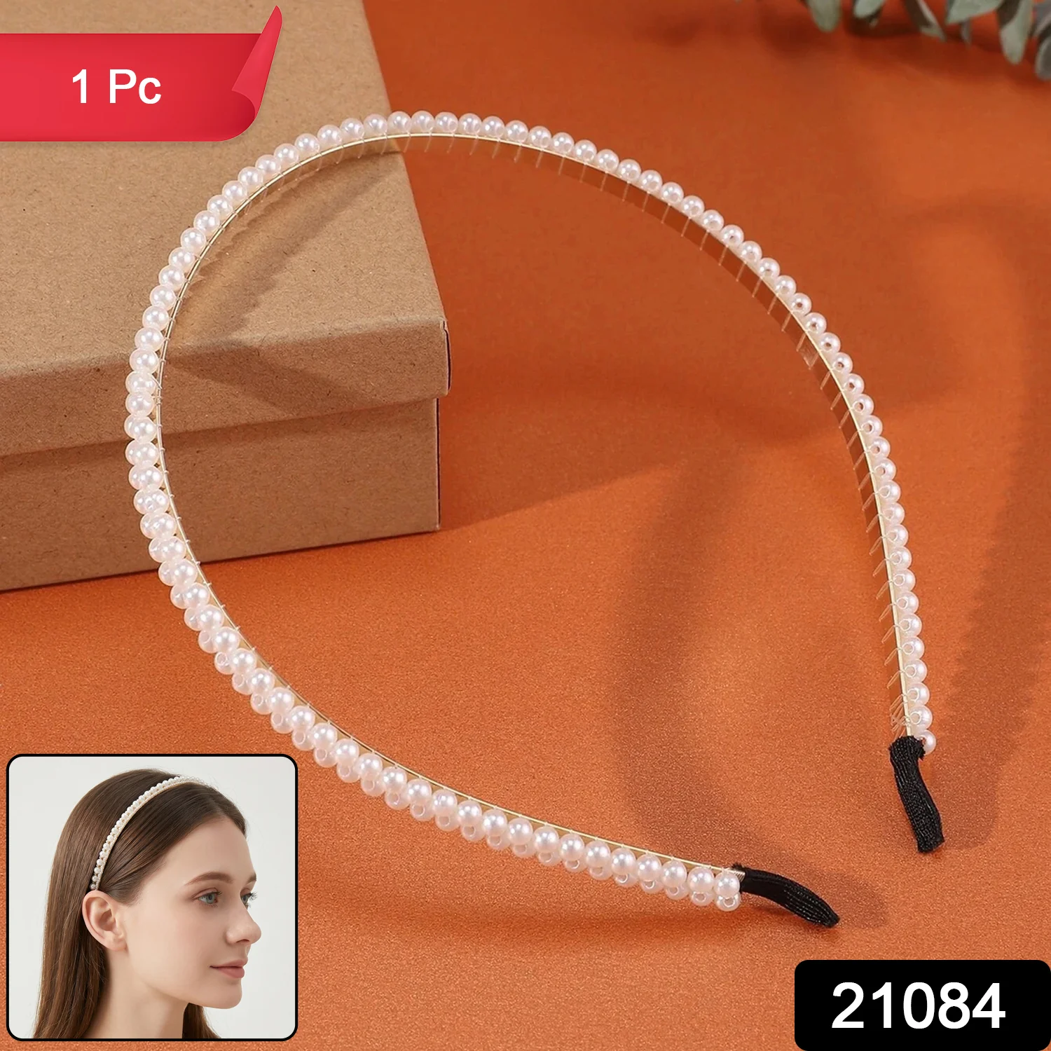Premium Pearl Embellished Slim Hairband (1 Pc) - Image 2