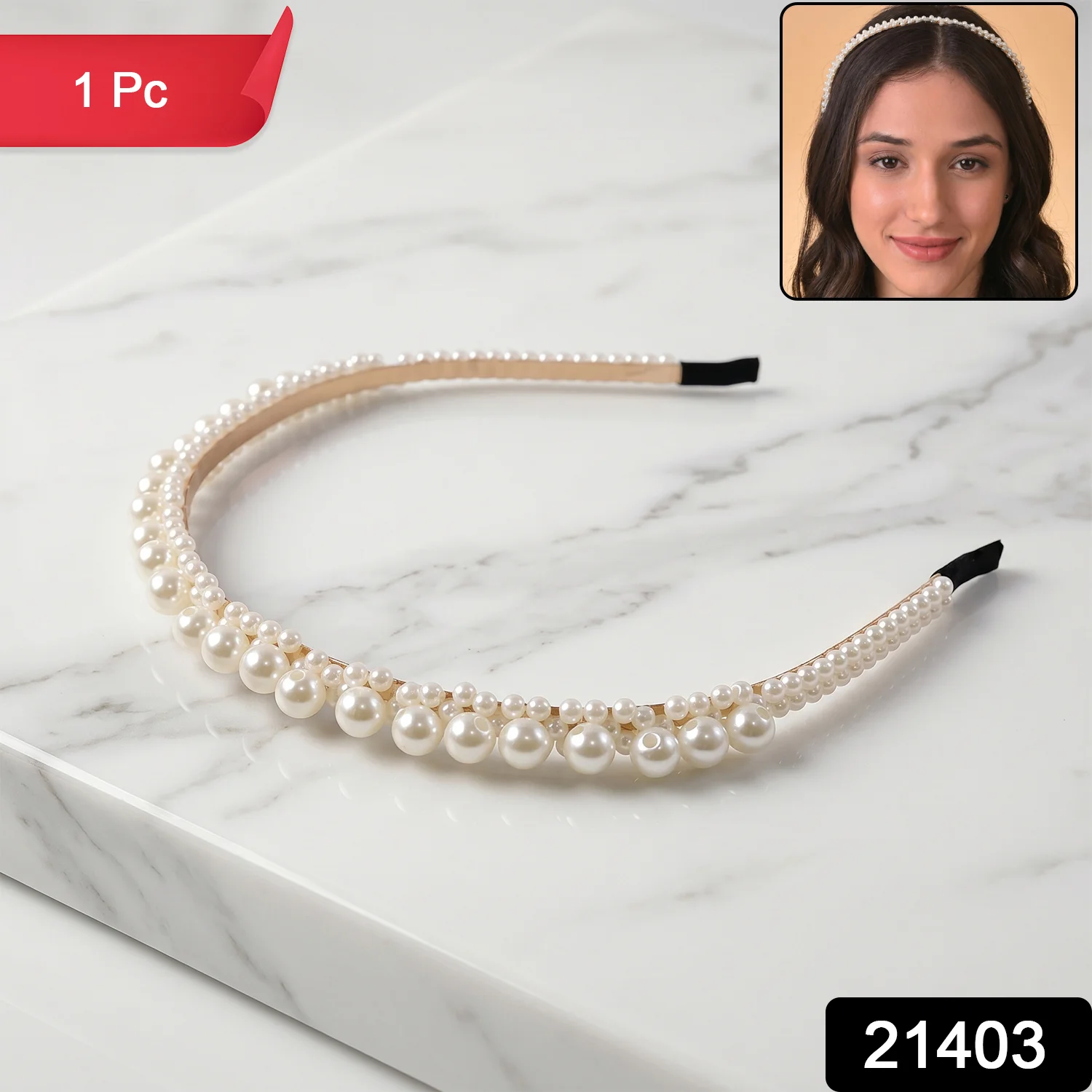 Elegant Pearl Studded Hairband for Women Daily Wear Headband (1 Pc) - Image 2