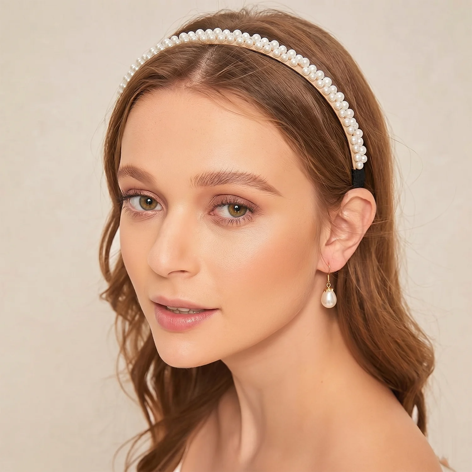 Double Layer Pearl Hairband Stylish Headband for Girls (1 Pc) - Image 3
