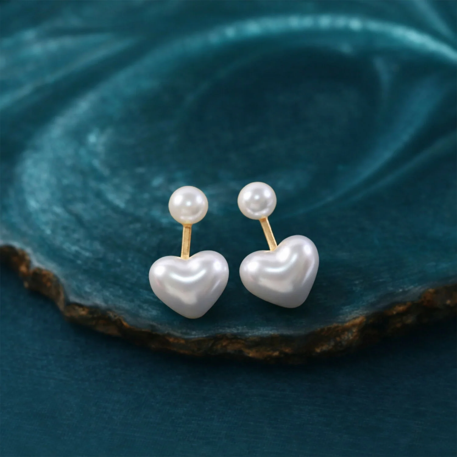 Elegant Pearl Heart Drop Earrings for Women & Girls – Gold Plated Romantic Heart Design Earrings - Image 2