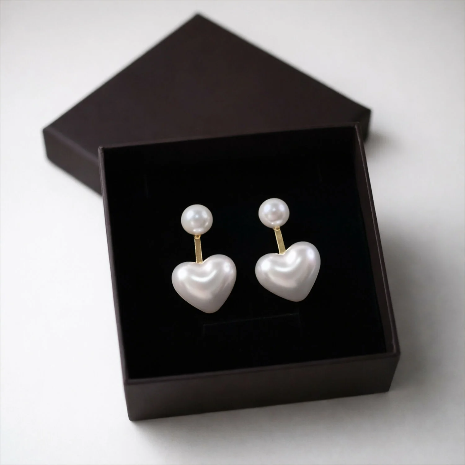 Elegant Pearl Heart Drop Earrings for Women & Girls – Gold Plated Romantic Heart Design Earrings - Image 3