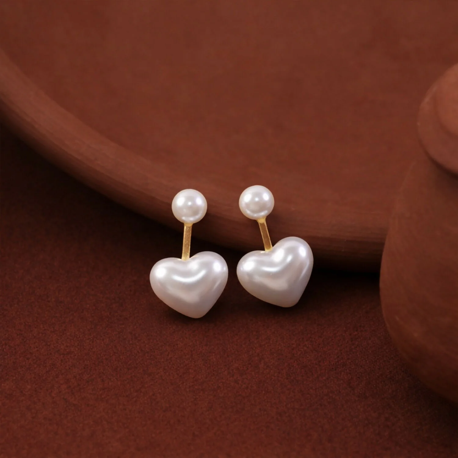 Elegant Pearl Heart Drop Earrings for Women & Girls – Gold Plated Romantic Heart Design Earrings - Image 4