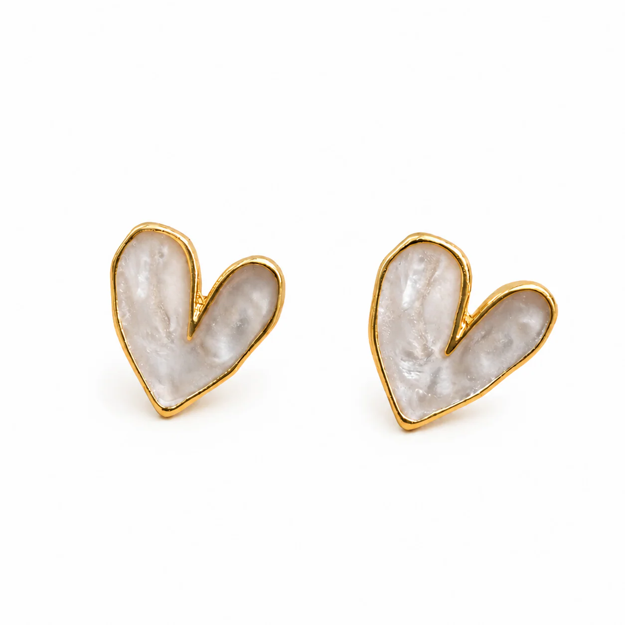 Elegant Pearl Heart Stud Earrings for Women Gold-Toned Minimal Earrings. - Image 5