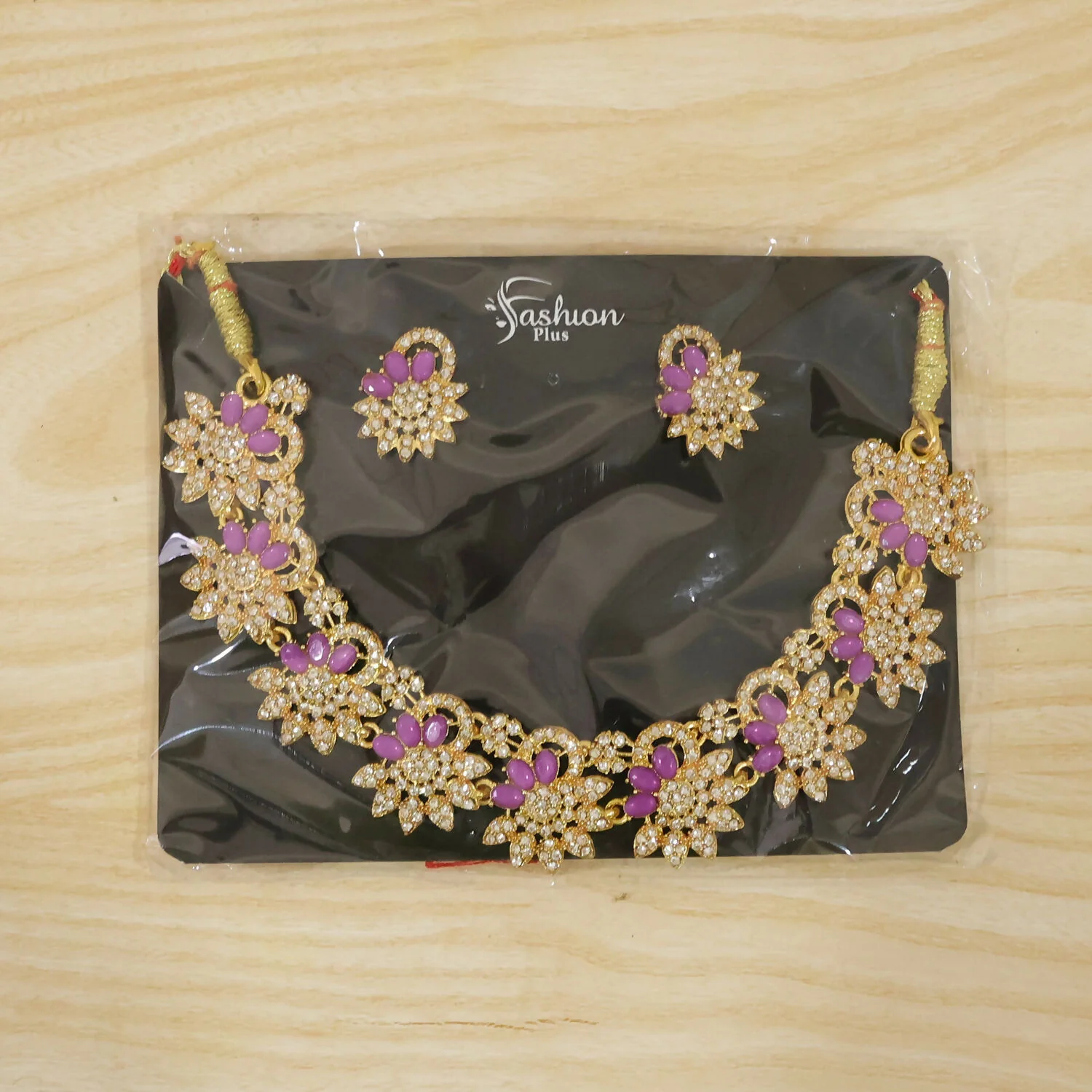 Elegant Pink Floral Necklace Set with Matching Earrings for Festive Occasions - Image 7