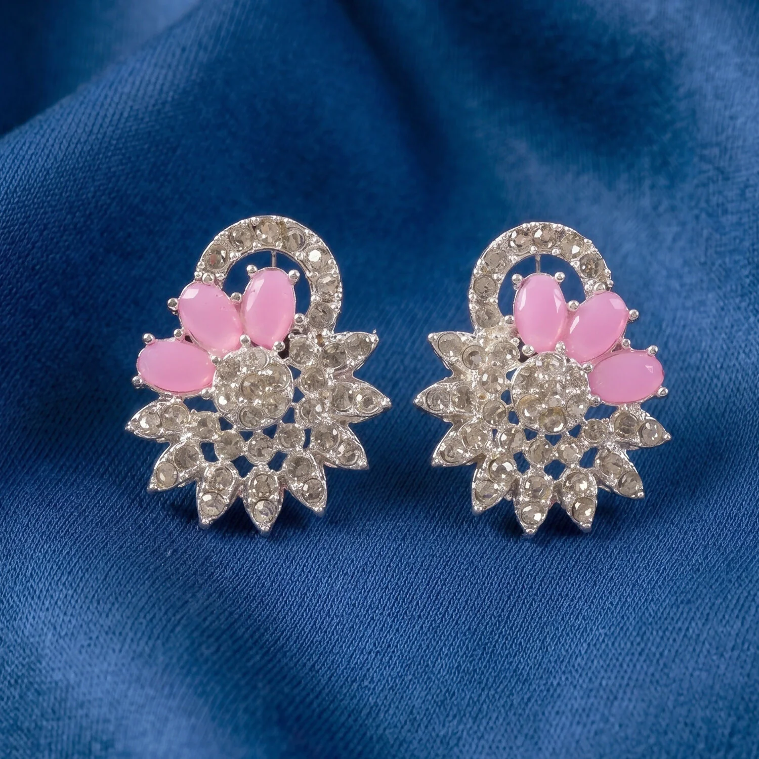 Elegant Pink Floral Necklace Set with Matching Earrings for Special Occasions - Image 4