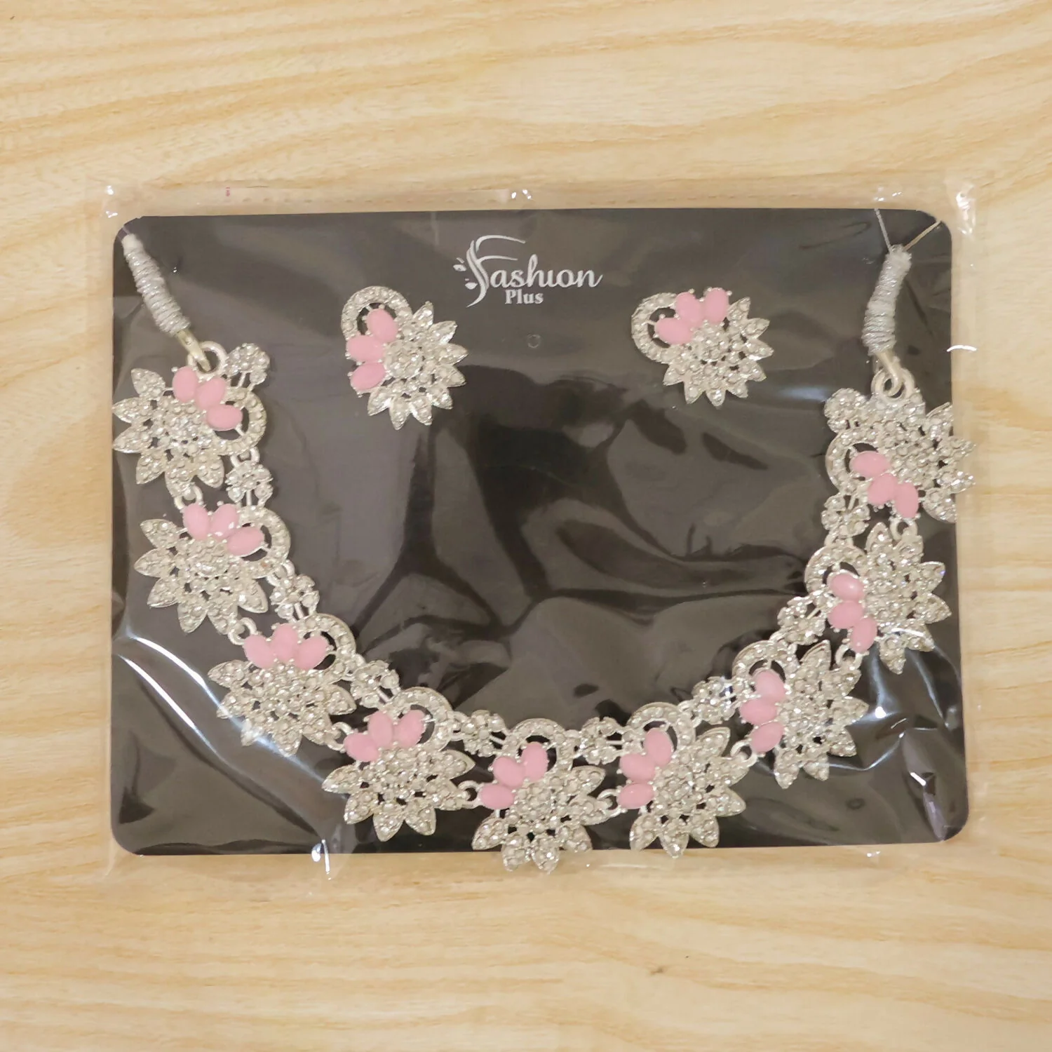 Elegant Pink Floral Necklace Set with Matching Earrings for Special Occasions - Image 7