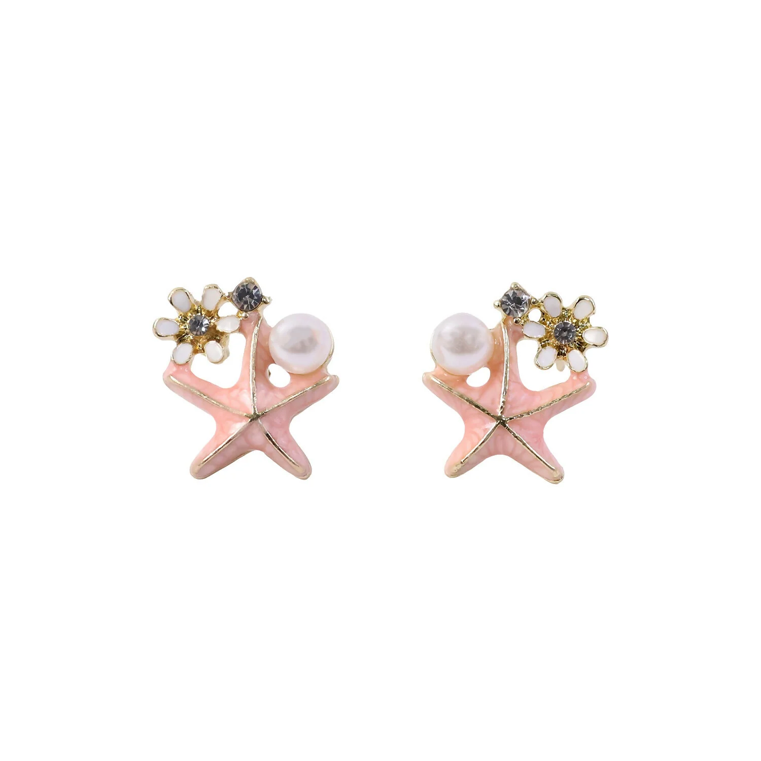 Elegant Pink Starfish Pearl Stud Earrings for Women For Girls - Image 5
