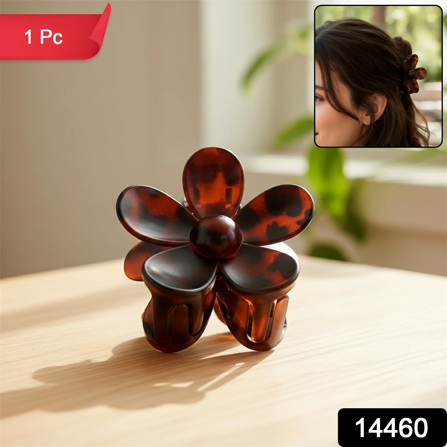 Elegant Plastic Flower Hair Clip (1 Pc / Mix Color) - Image 2