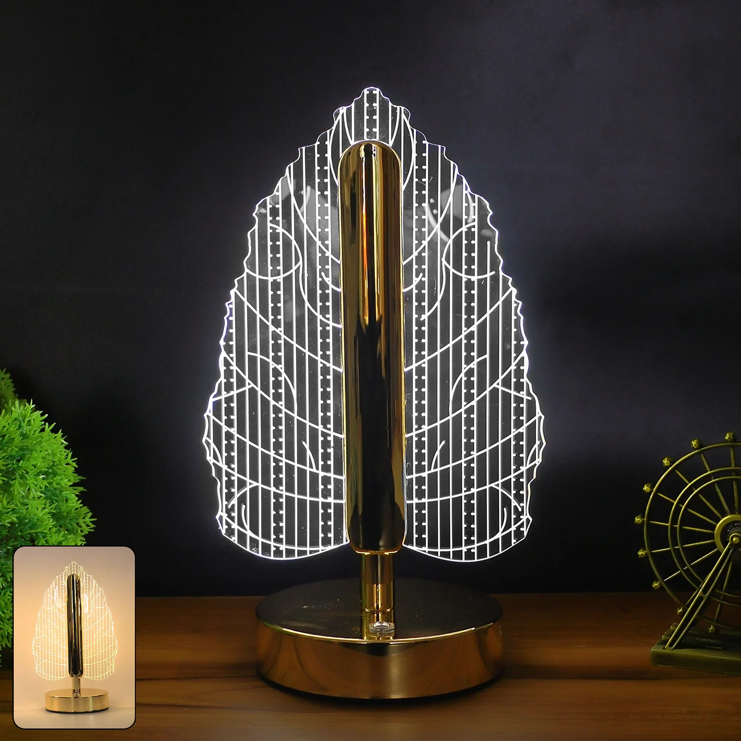 Elegant Plastic LED Table Lamp with Leaf Design Shade (1 Pc) - Image 7