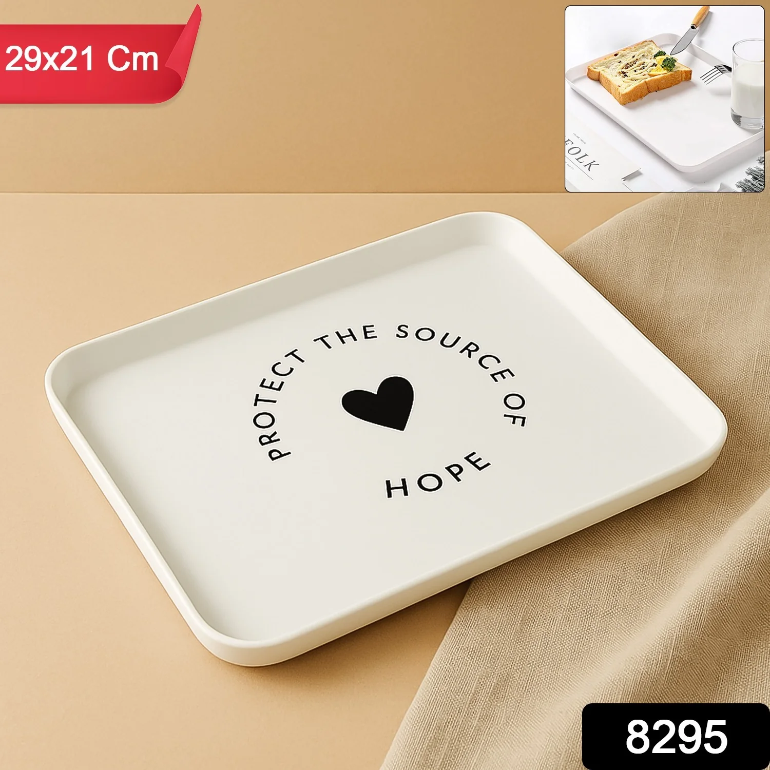 Elegant Printed Plastic Serving Tray with Motivational Quote - Image 2