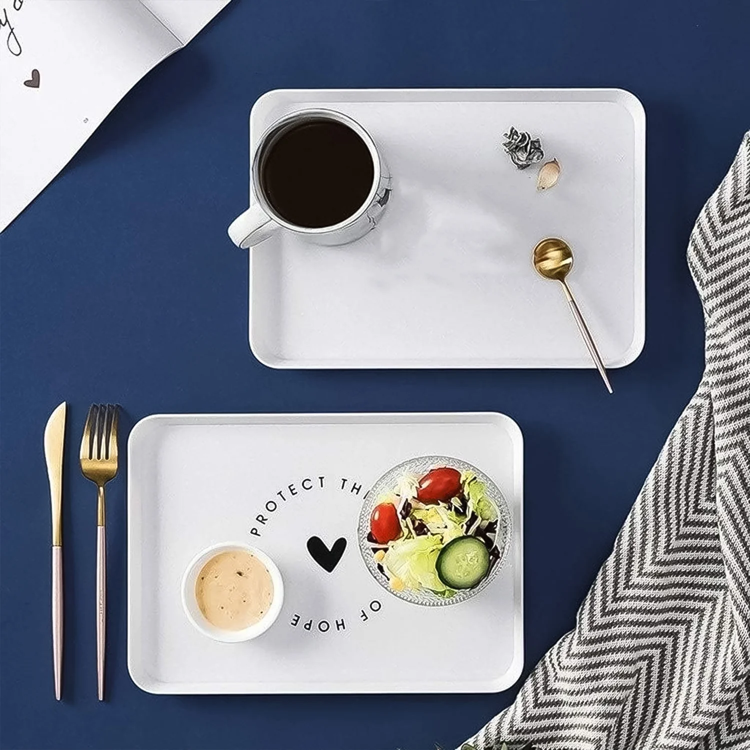 Elegant Printed Plastic Serving Tray with Motivational Quote - Image 3