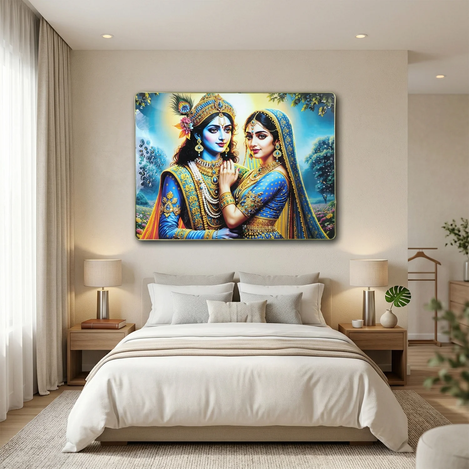 Elegant Radha Krishna Artistic Wall Frame (1 Pc, 60x45 Cm) - Image 3