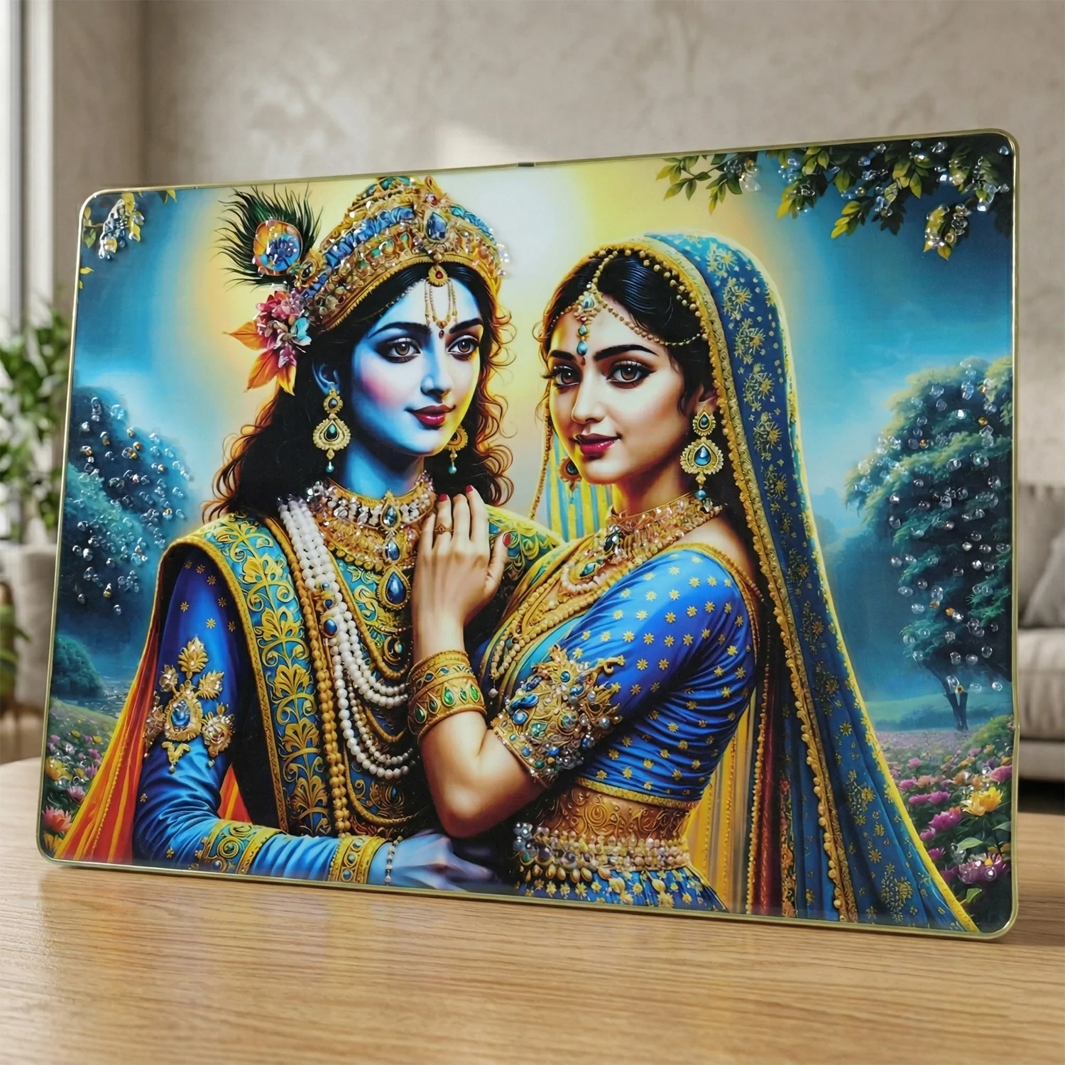 Elegant Radha Krishna Artistic Wall Frame (1 Pc, 60x45 Cm) - Image 5