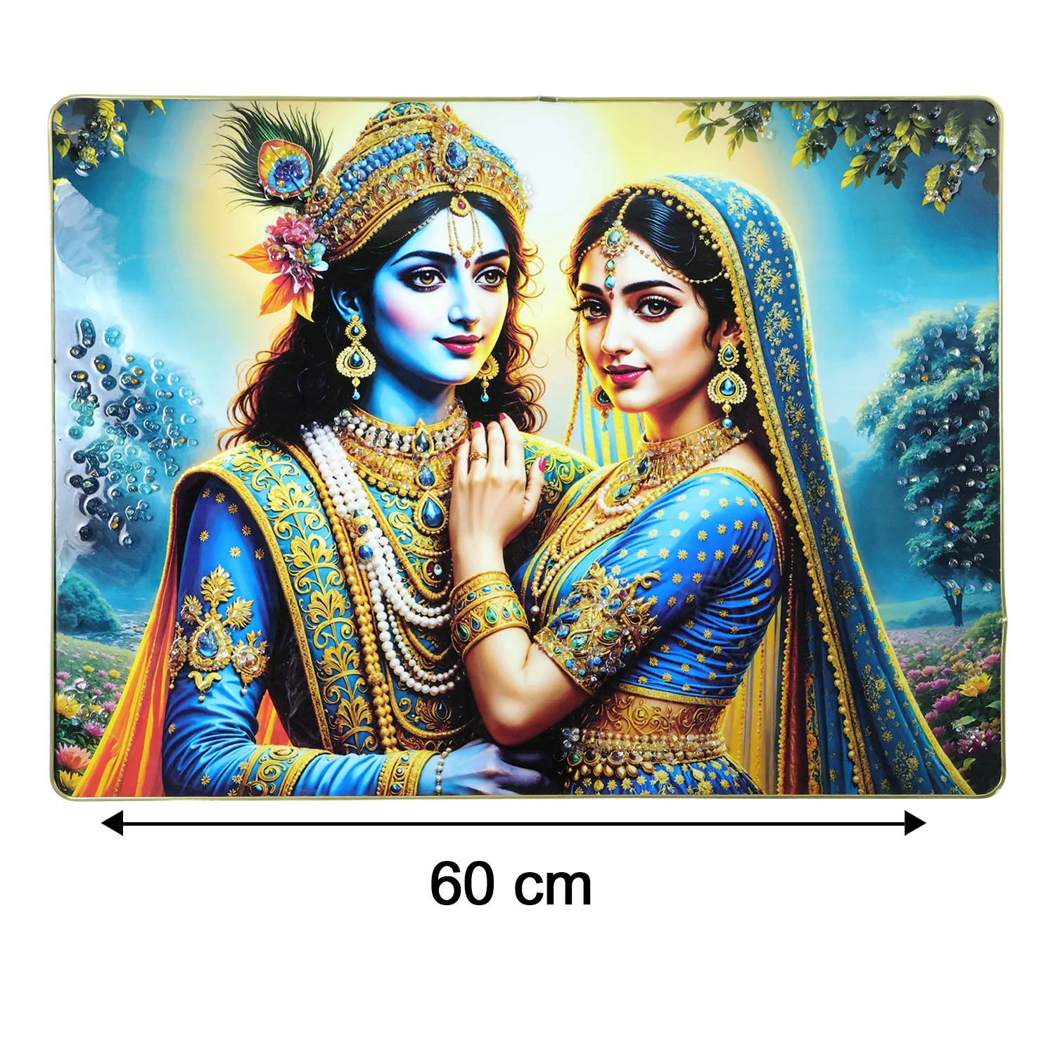 Elegant Radha Krishna Artistic Wall Frame (1 Pc, 60x45 Cm) - Image 6
