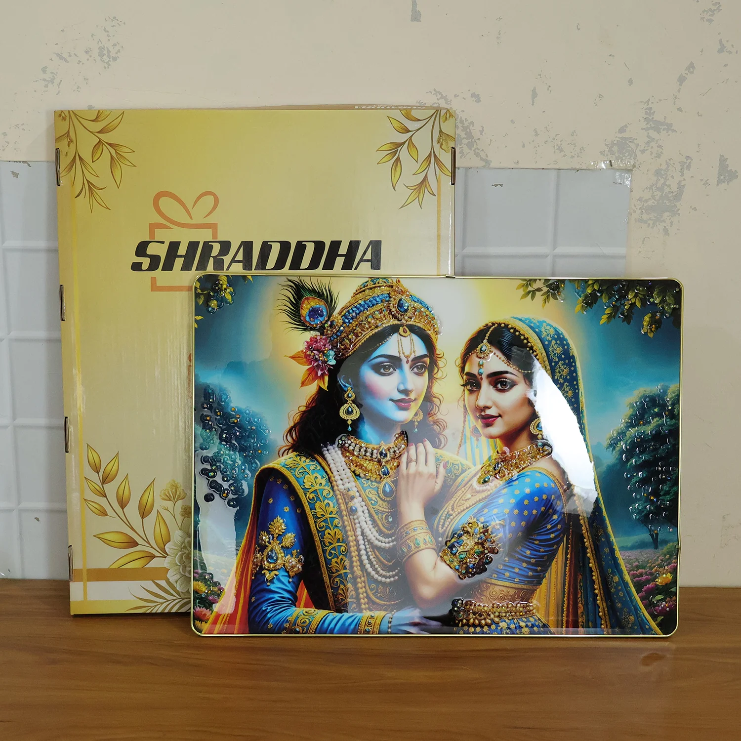 Elegant Radha Krishna Artistic Wall Frame (1 Pc, 60x45 Cm) - Image 8