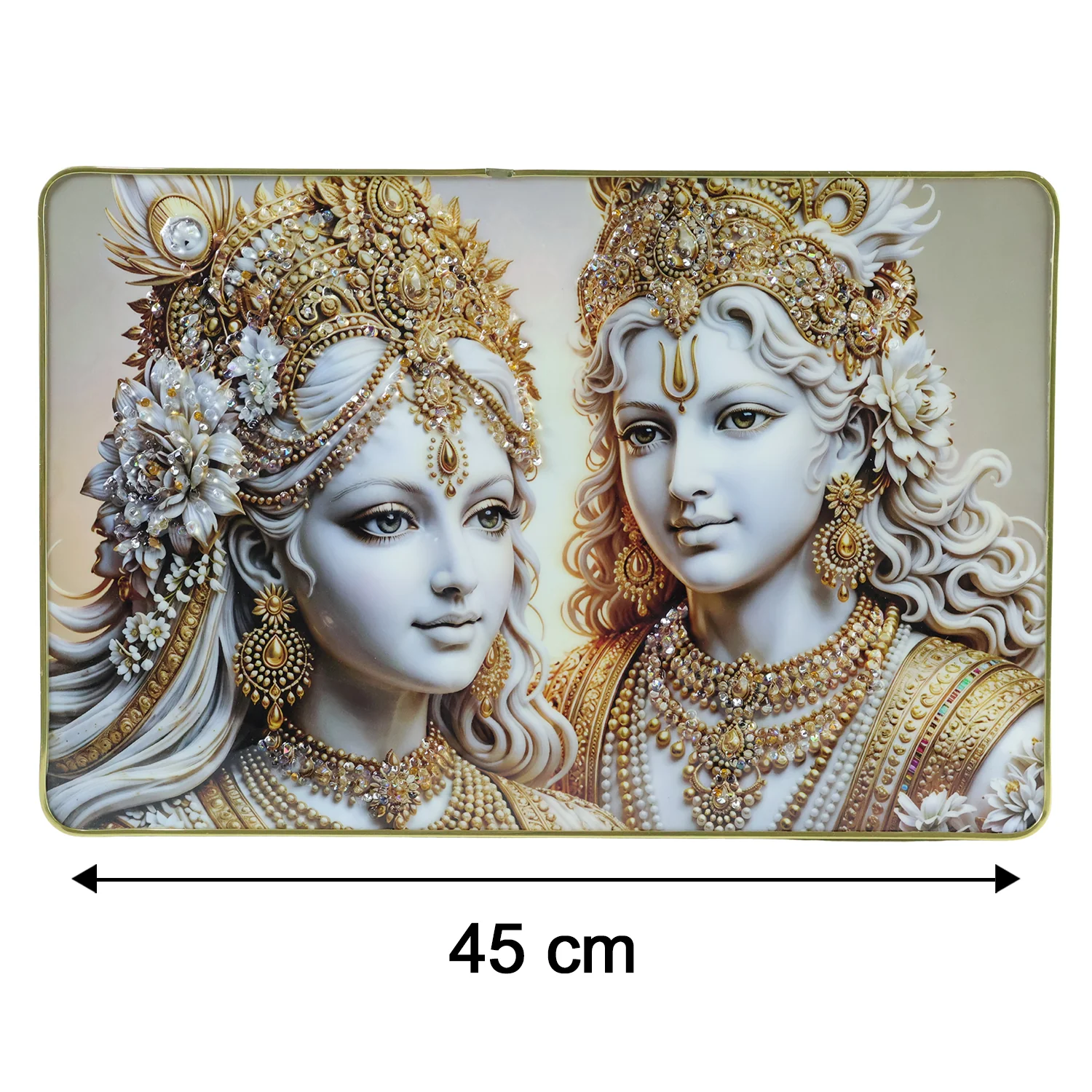 Elegant Radha Krishna Golden Finish Wall Art Frame 45x30 Cm (1 Pc) - Image 6