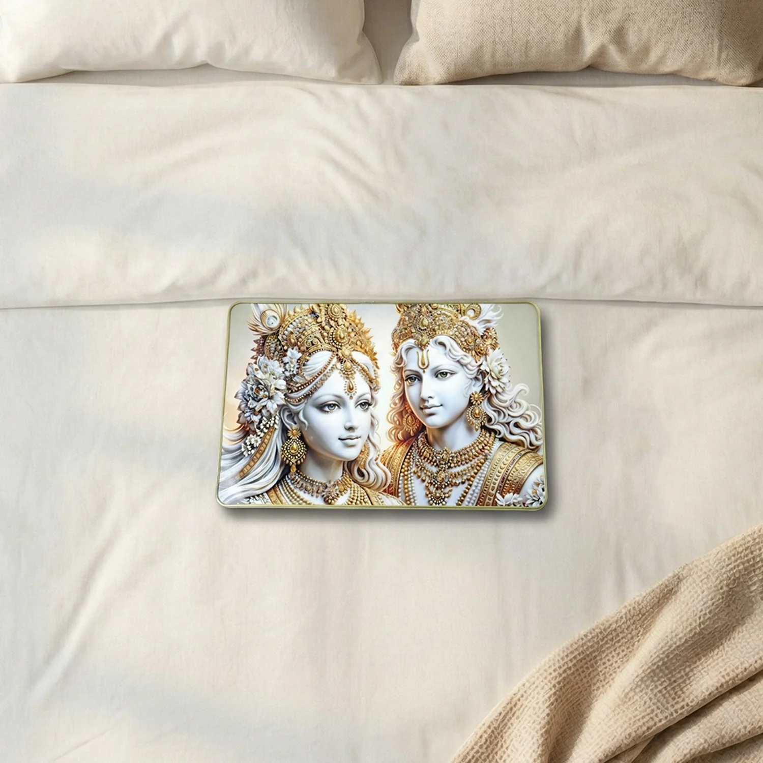 Elegant Radha Krishna Golden Finish Wall Art Frame 45x30 Cm (1 Pc) - Image 7