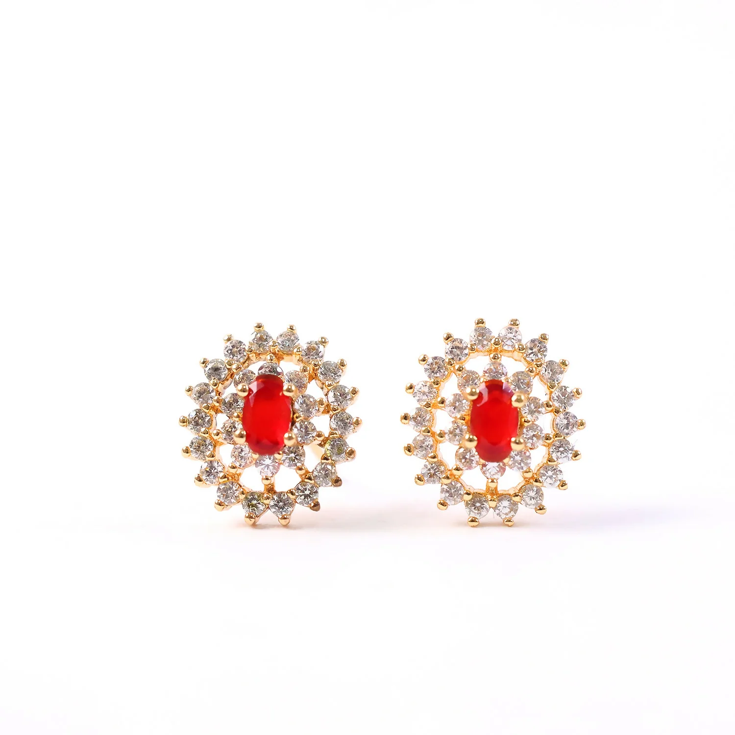 Elegant Red CZ Stone Stud Earrings with Gold Finish for Party, Wedding & Daily Wear - Image 5
