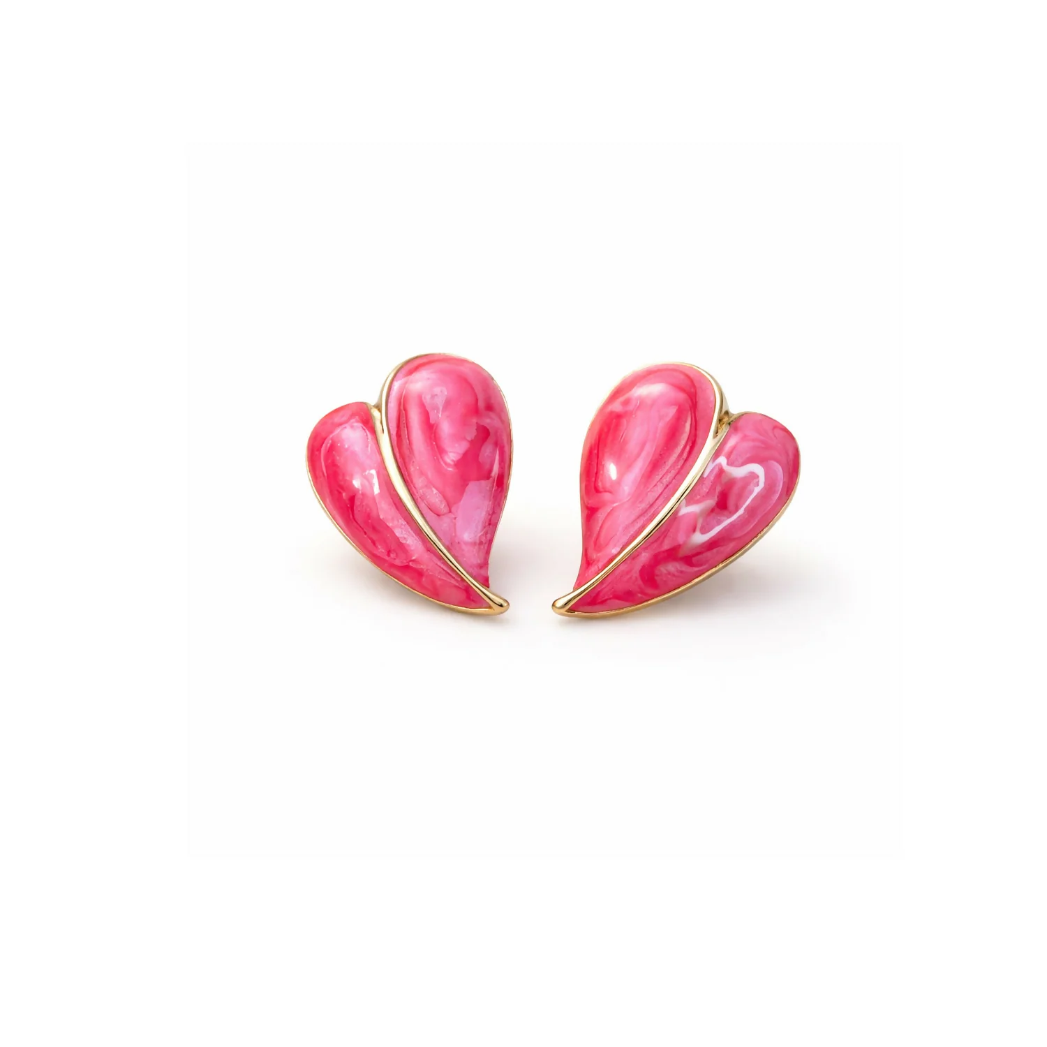 Elegant Red Glossy Leaf Design Stud Earrings for Women with Gold Outline - Image 5