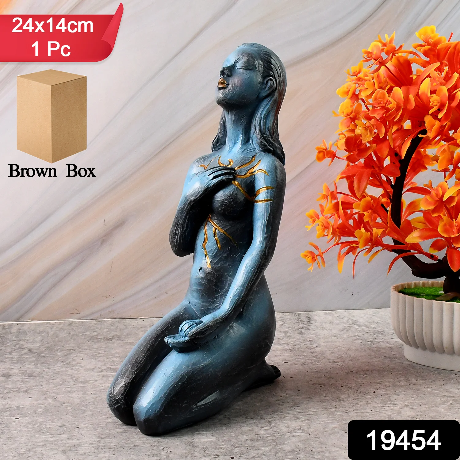 Elegant Resin Kneeling Woman Decorative Statue (1 Pc) - Image 2