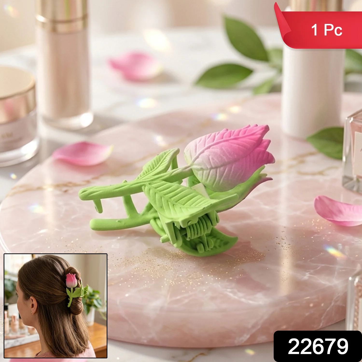 Elegant Rose Flower Design Hair Claw Clip (1 Pc) - Image 2