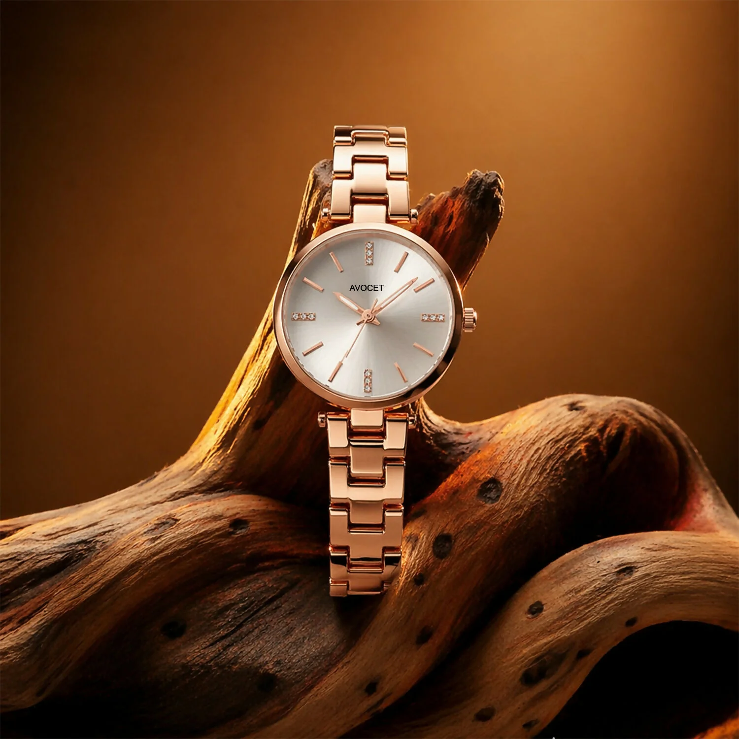 Elegant Rose Gold Analog Women’s Watch with Crystal Dial & Metal Strap - Image 5