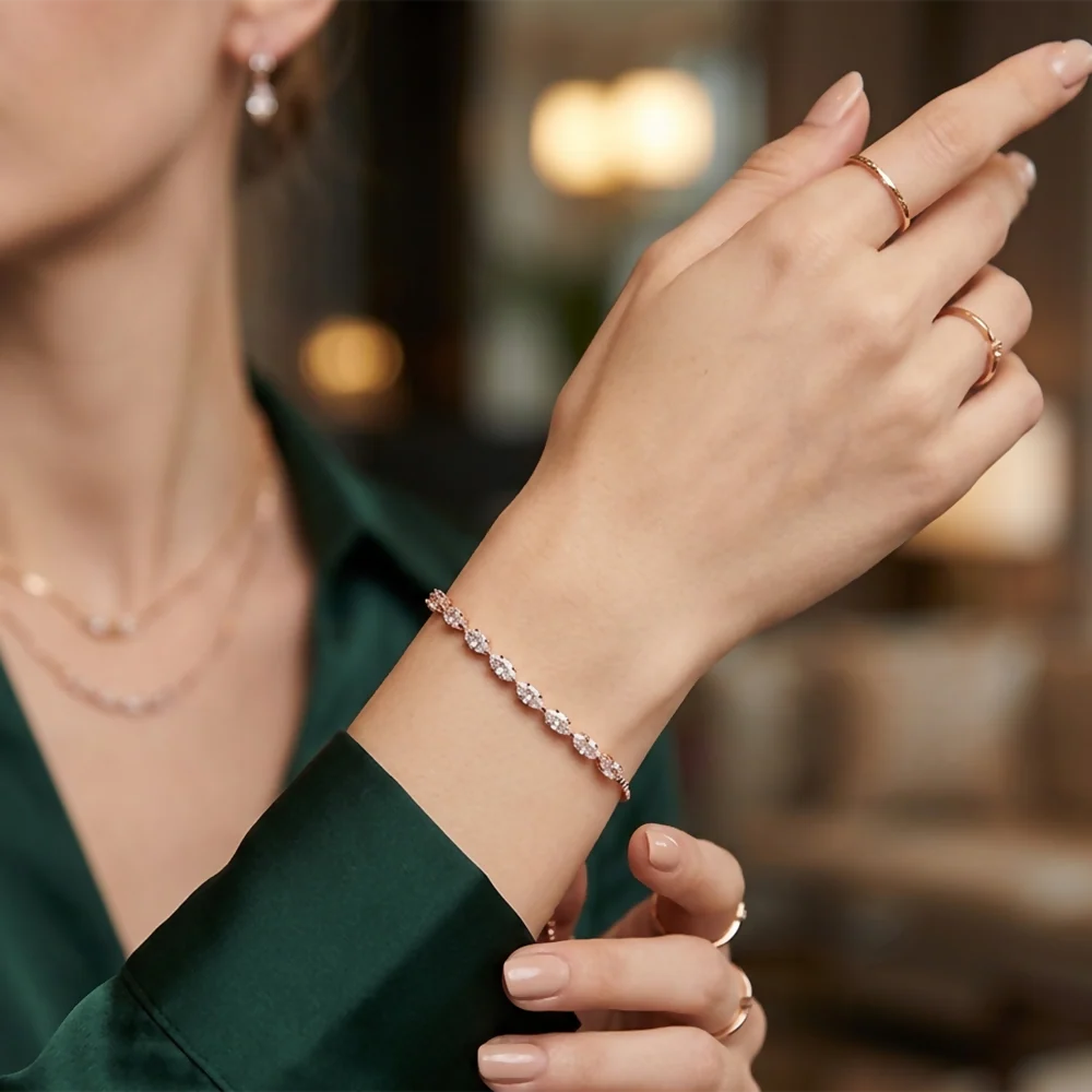 Elegant Rose Gold Plated American Diamond Bracelet for Women - Image 2