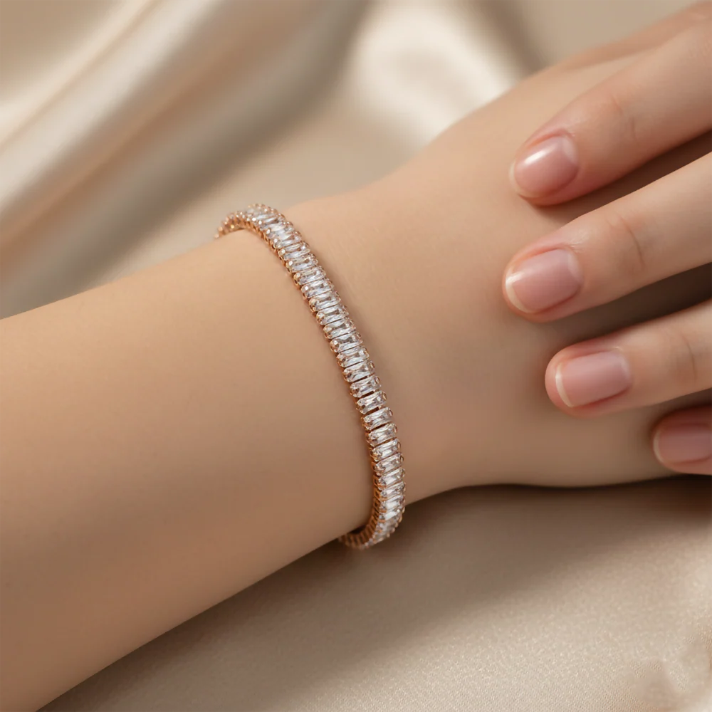 Elegant Rose Gold Plated American Diamond Bracelet for Women - Image 3