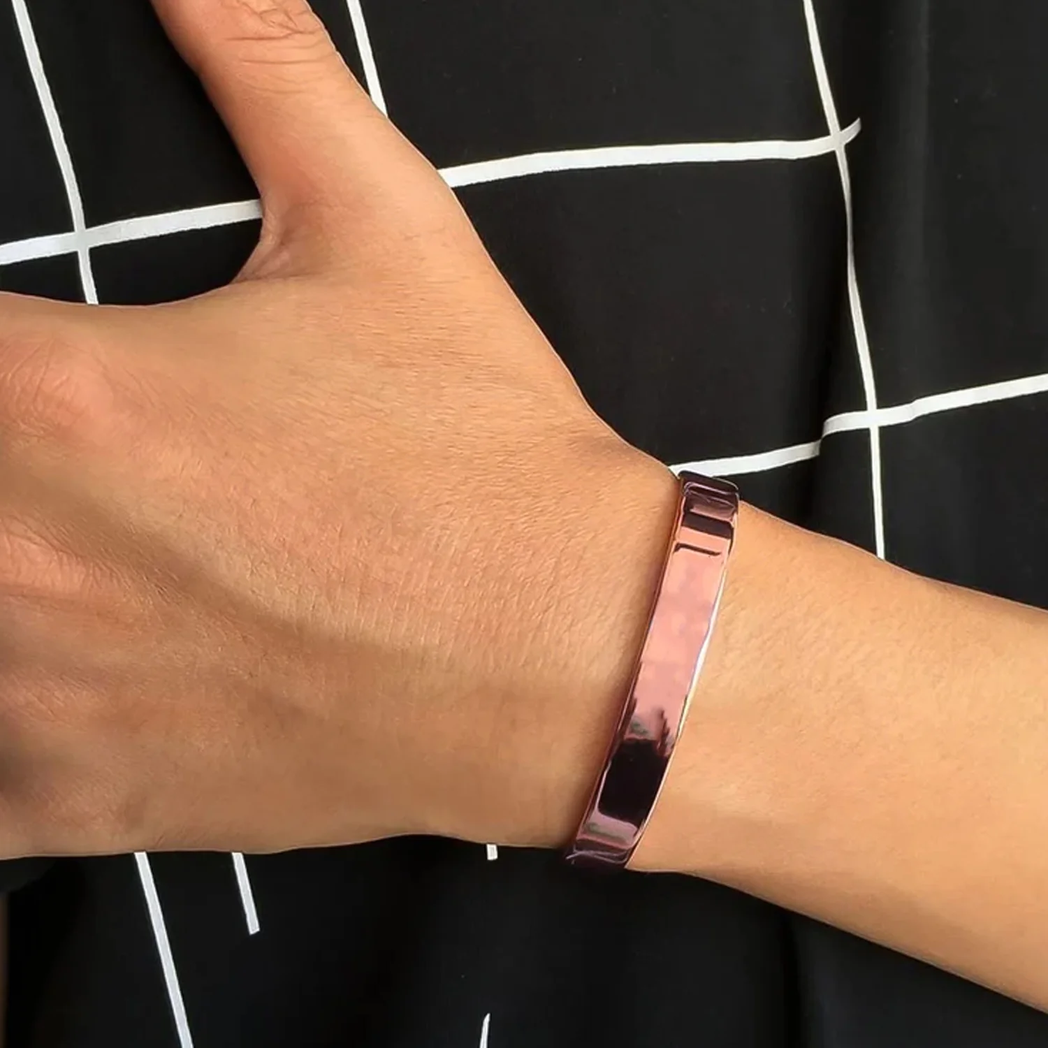 Elegant Rose Gold-Plated Open Cuff Bracelet Kada (1 Pc) - Image 6