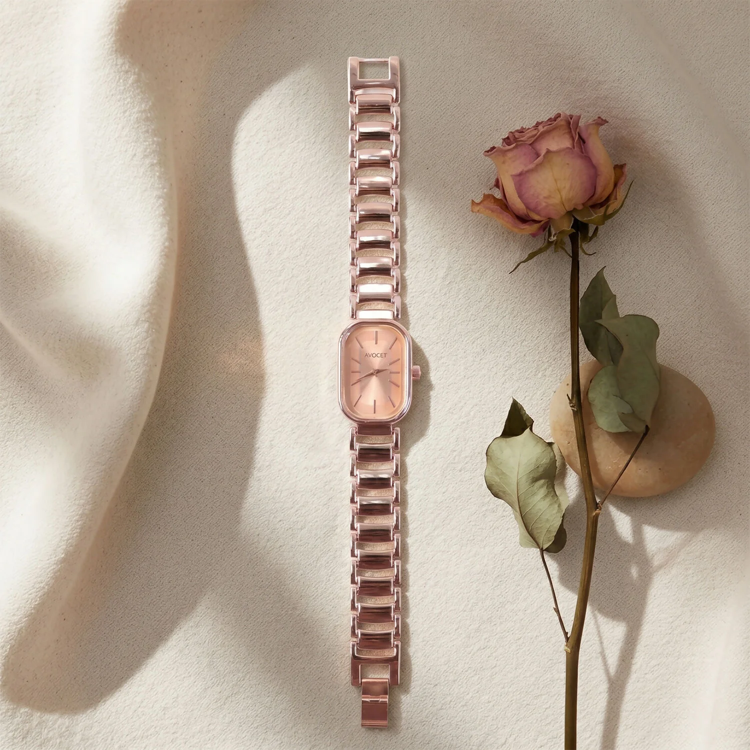 Elegant Rose Gold Rectangular Dial Women’s Watch with Premium Metal Strap - Image 2