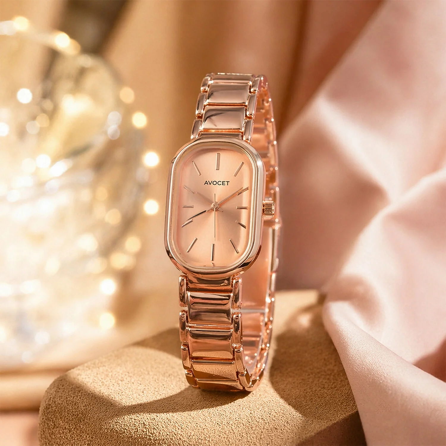 Elegant Rose Gold Rectangular Dial Women’s Watch with Premium Metal Strap - Image 3