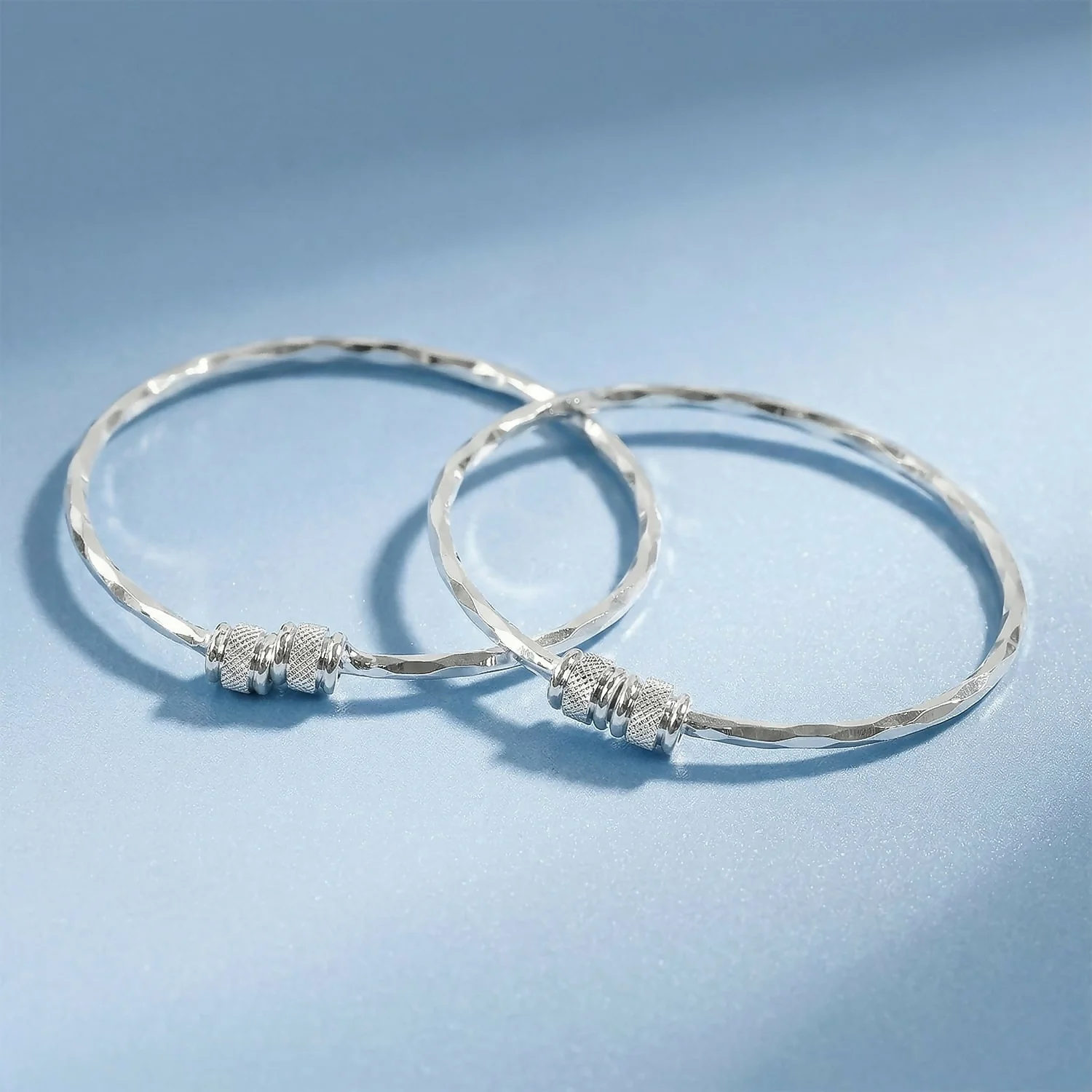 Elegant Rose Gold Stone Studded Designer Kada Bracelet for Women (2 Pc) - Image 4