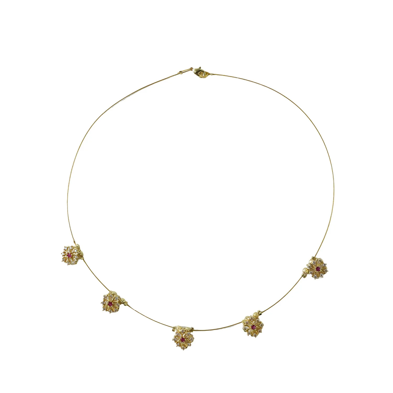 Elegant Ruby Floral Necklace Stylish Traditional Jewelry Necklace for Women - Image 4