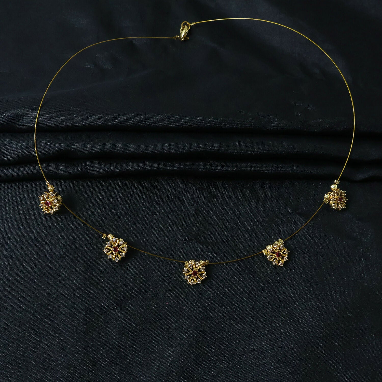 Elegant Ruby Floral Necklace Stylish Traditional Jewelry Necklace for Women - Image 5