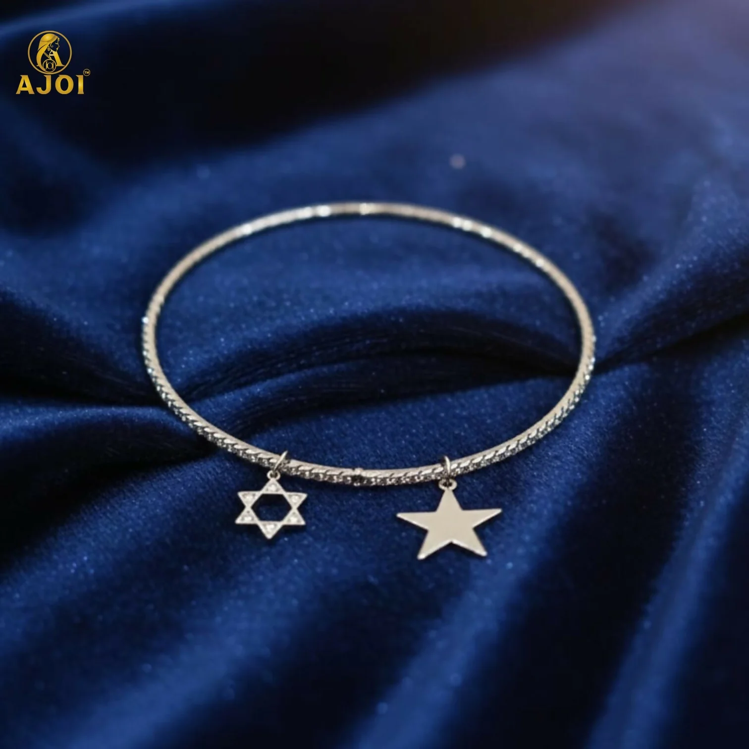 Elegant Silver Star & Hexagon Charm Bracelet - Image 4