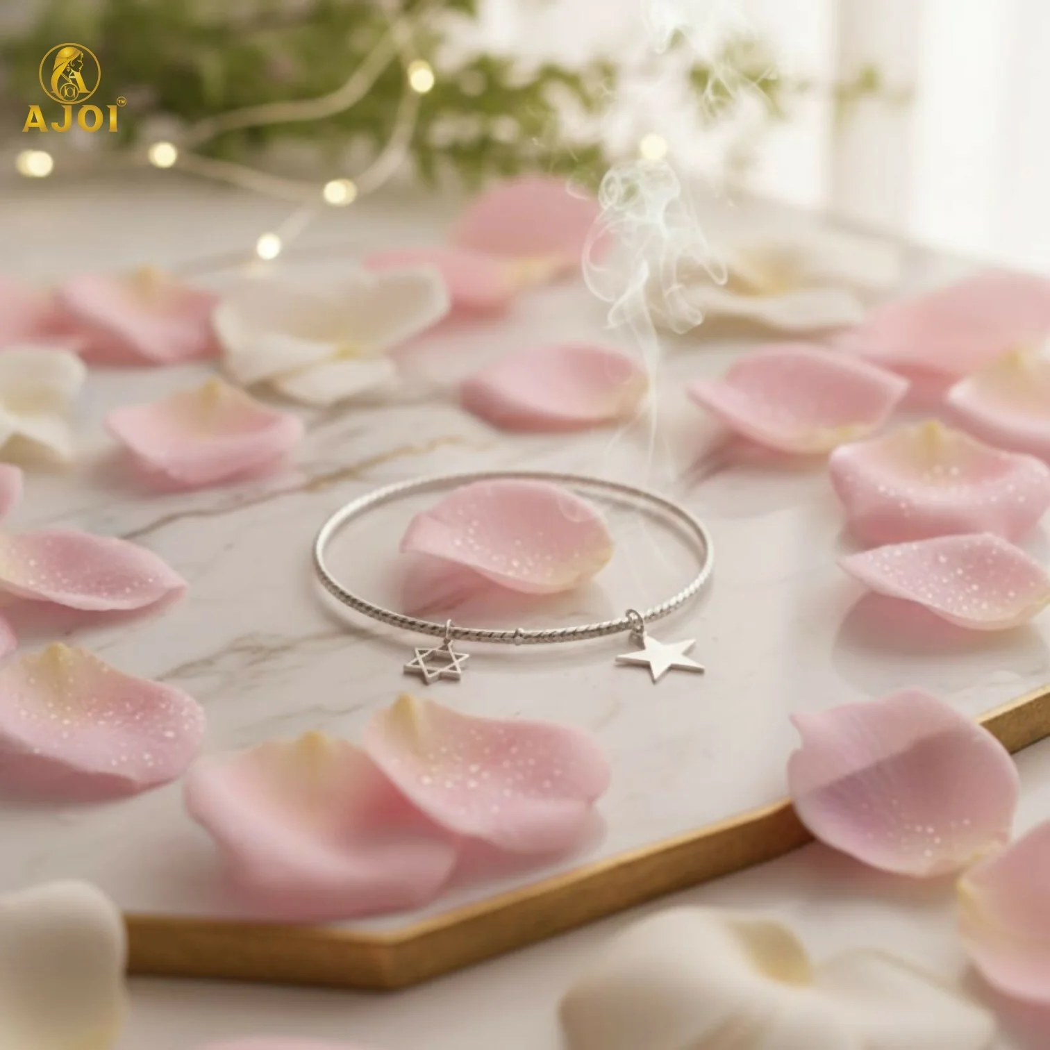 Elegant Silver Star & Hexagon Charm Bracelet - Image 5