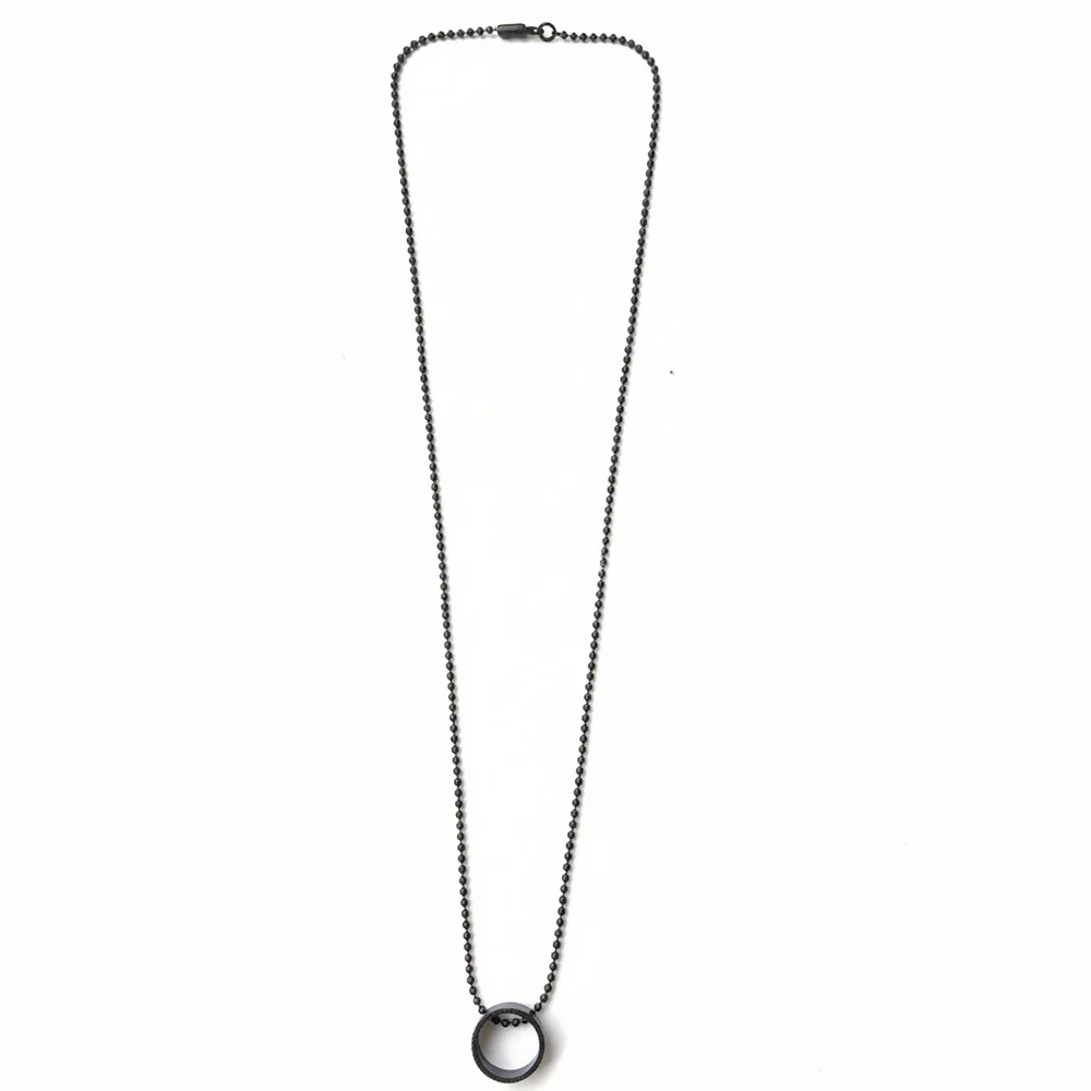Elegant Small Black Round Shape Pendant Necklace for Men - Image 3